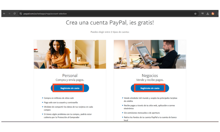 como crear una cuenta paypal en peru personal o empresarial